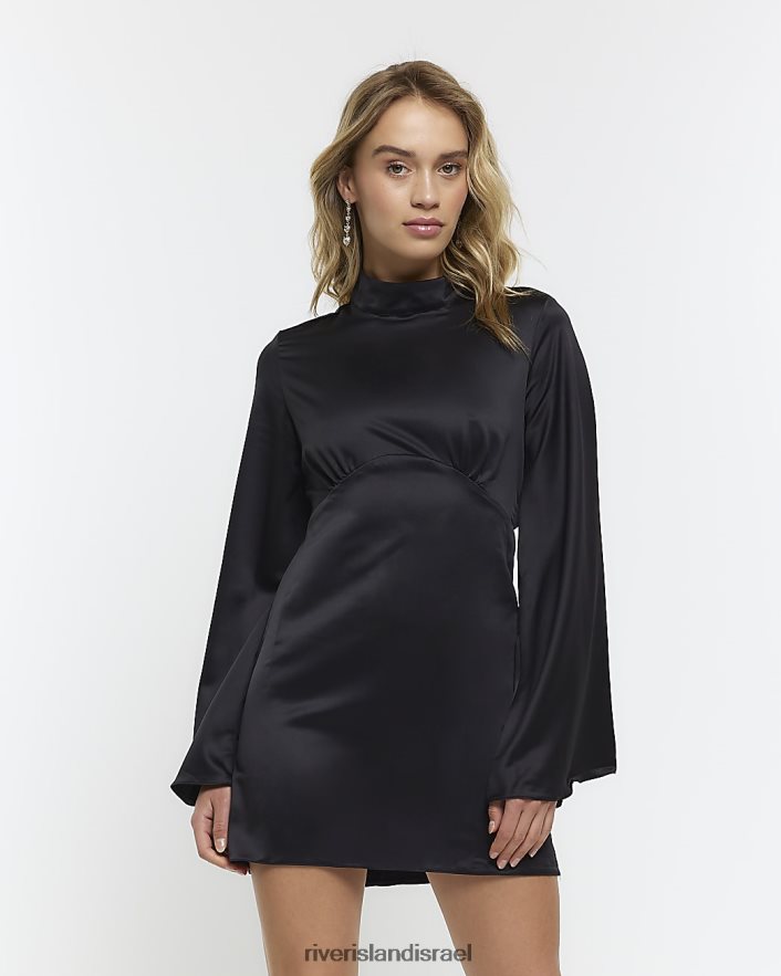 לבוש River Island שמלת מיני משמרת סאטן שָׁחוֹר נשים BDZ408530