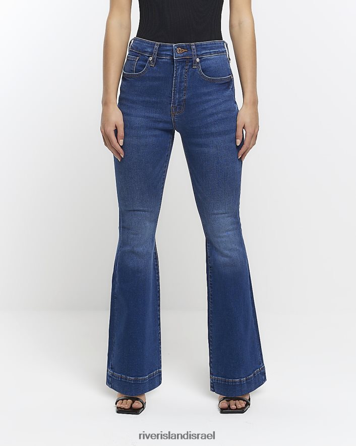 לבוש River Island ג'ינס קטנטן עם מותן גבוה כְּחוֹל נשים BDZ4085303