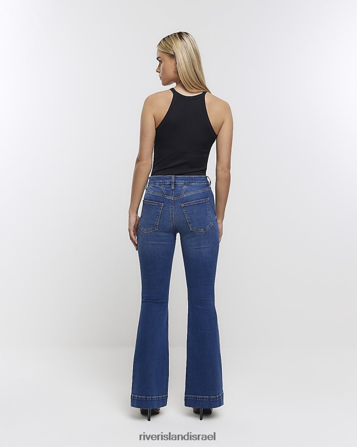 לבוש River Island ג'ינס קטנטן עם מותן גבוה כְּחוֹל נשים BDZ4085303