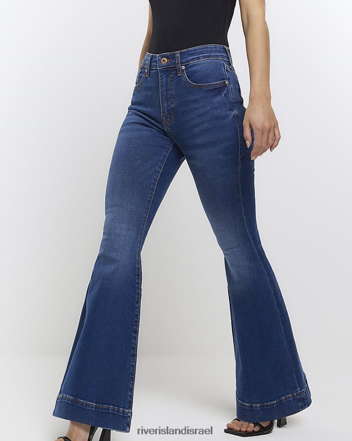 לבוש River Island ג'ינס קטנטן עם מותן גבוה כְּחוֹל נשים BDZ4085303