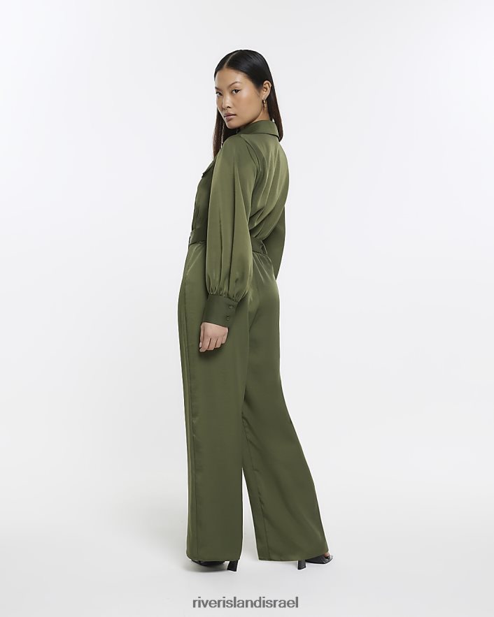 לבוש River Island סרבל רגליים רחב עם חגורה קטנה חָקִי נשים BDZ4085309