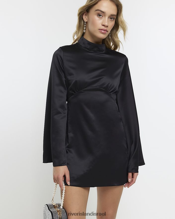 לבוש River Island שמלת מיני משמרת סאטן שָׁחוֹר נשים BDZ408530