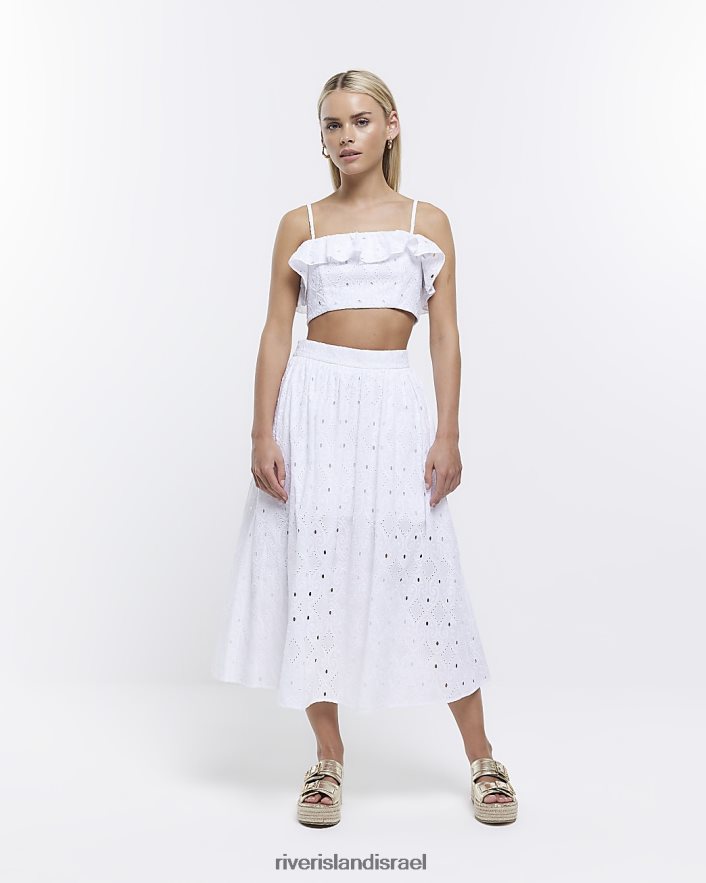 לבוש River Island חצאית מידי קטנטנה לבן נשים BDZ4085311