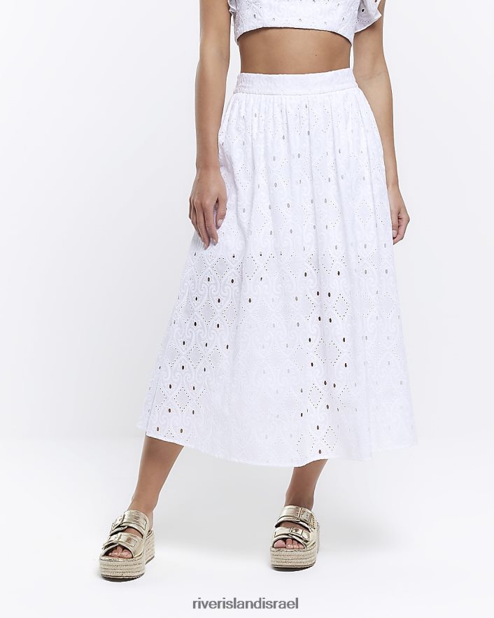לבוש River Island חצאית מידי קטנטנה לבן נשים BDZ4085311