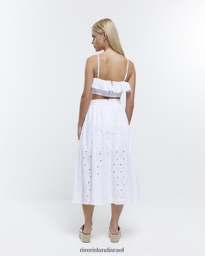 לבוש River Island חצאית מידי קטנטנה לבן נשים BDZ4085311