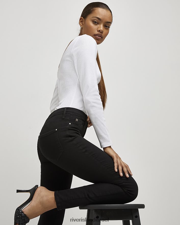 לבוש River Island ג'ינס סקיני פטיט מולי בינוני שָׁחוֹר נשים BDZ4085320