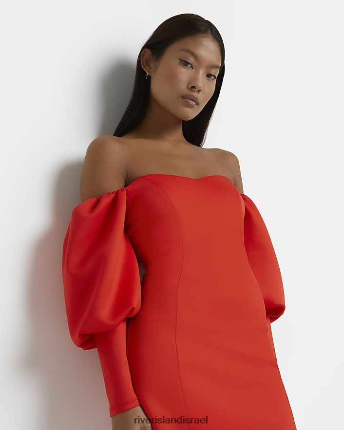 לבוש River Island שמלת מיני ברדו קטנה אָדוֹם נשים BDZ4085323