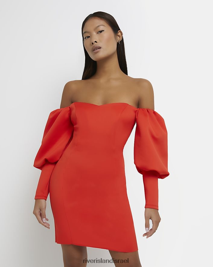 לבוש River Island שמלת מיני ברדו קטנה אָדוֹם נשים BDZ4085323