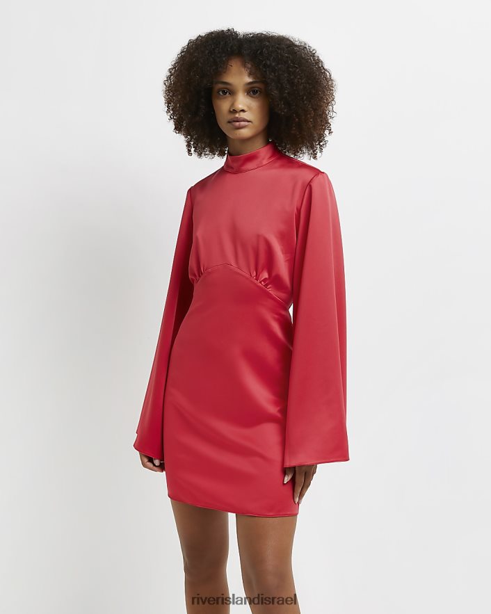 לבוש River Island שמלת מיני משמרת סאטן אָדוֹם נשים BDZ408533