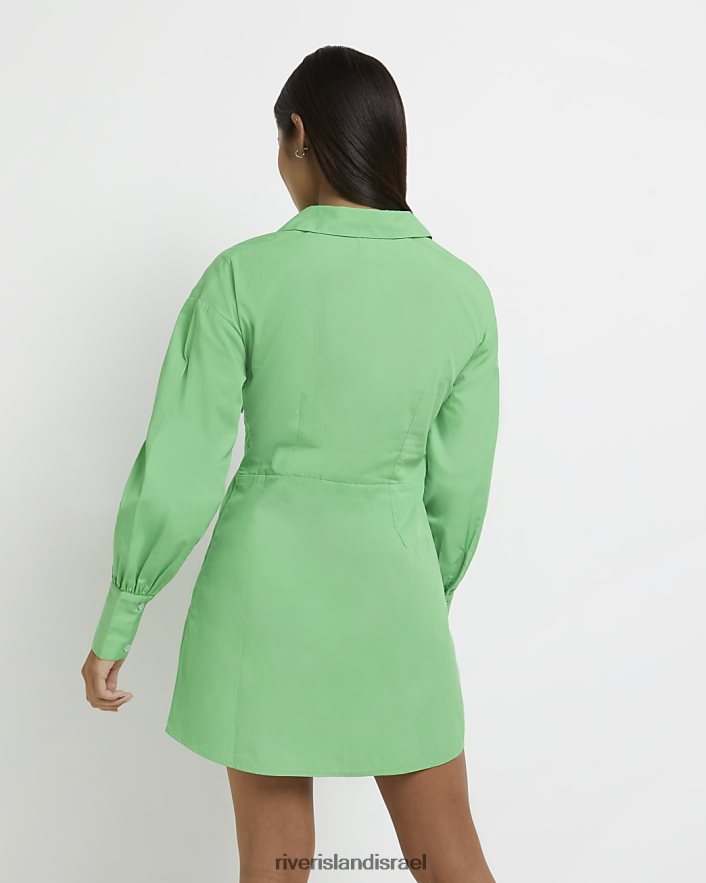 לבוש River Island שמלת מיני חולצת קשירה קטנה ירוק נשים BDZ4085337