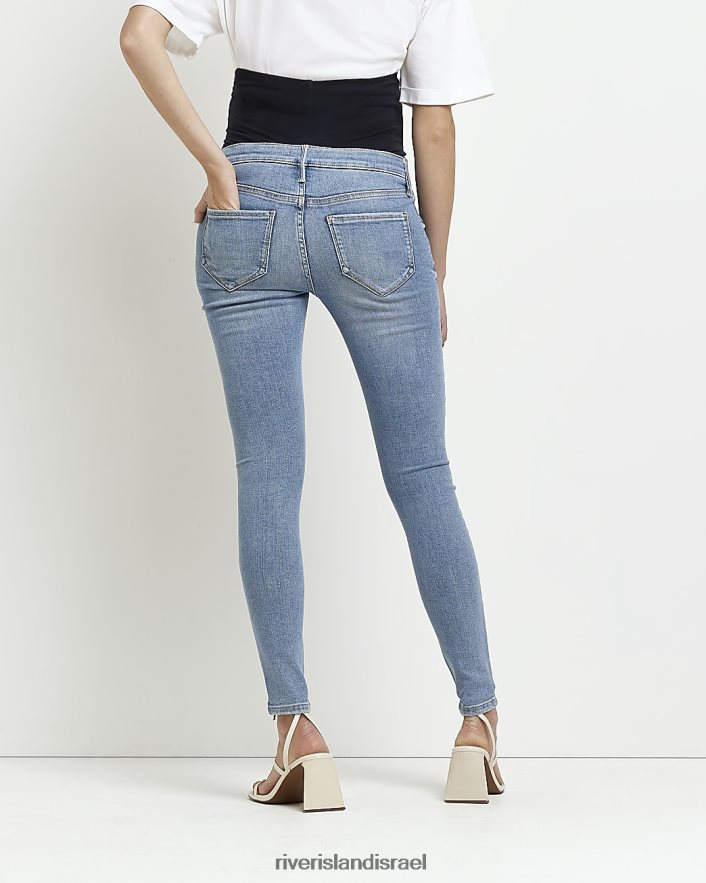 לבוש River Island ג'ינס סקיני קרוע להריון באמצע עלייה כְּחוֹל נשים BDZ4085350