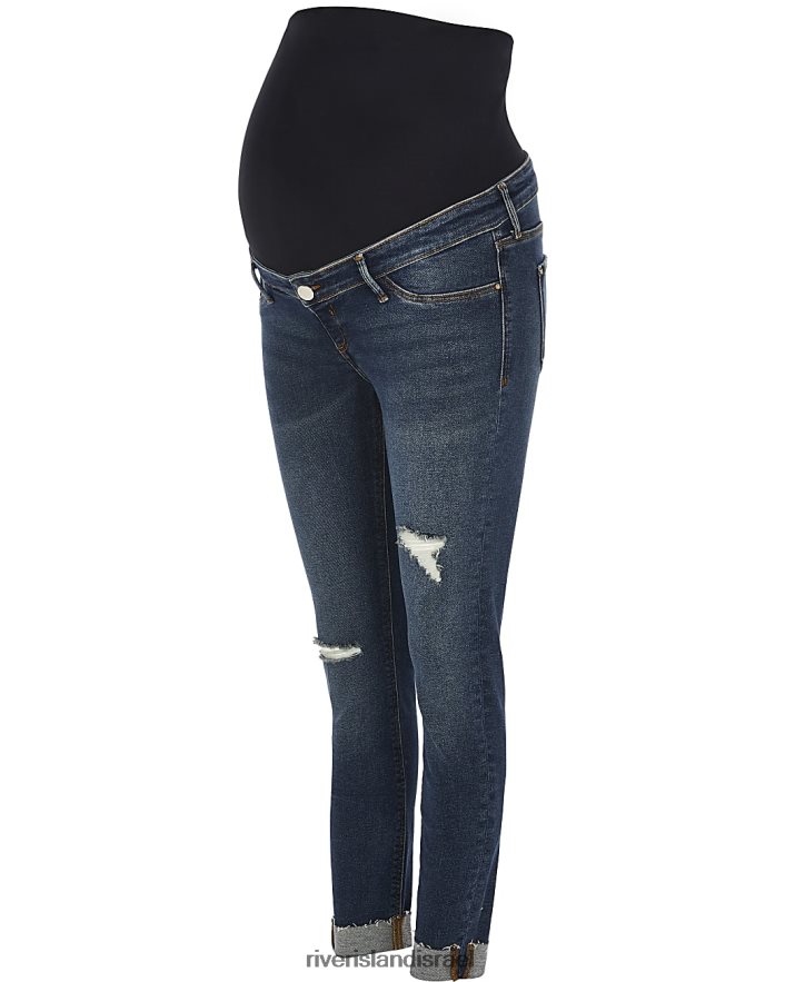 לבוש River Island סקיני ג'ינס הריון קרוע מולי כְּחוֹל נשים BDZ4085355