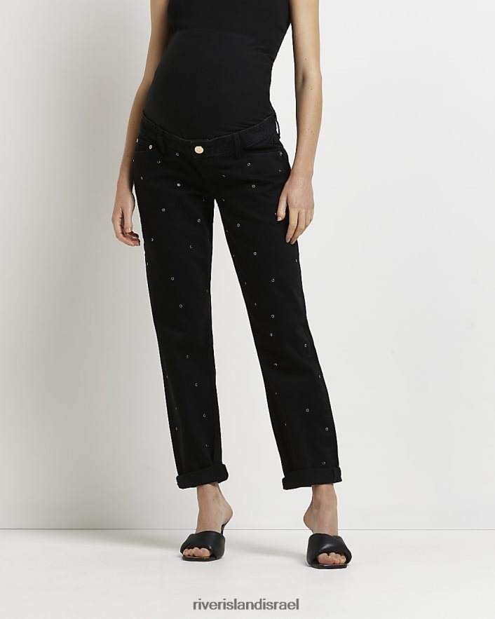 לבוש River Island ג'ינס של אמא להריון באמצע העלייה שָׁחוֹר נשים BDZ4085364