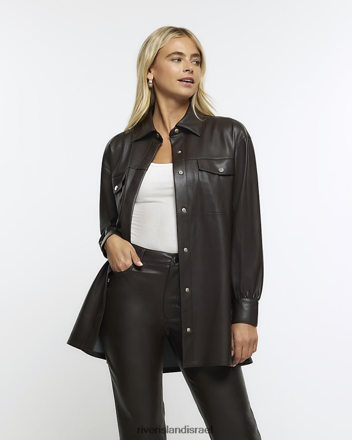 לבוש River Island שקית עור מלאכותית חום נשים BDZ408537