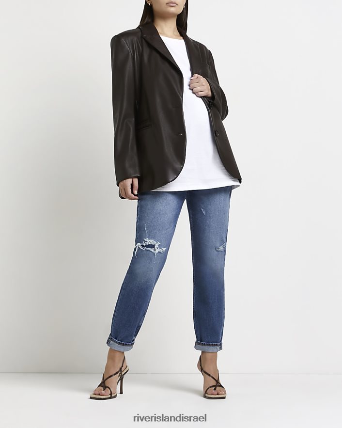 לבוש River Island ג'ינס של אמא להריון באמצע העלייה כְּחוֹל נשים BDZ4085371