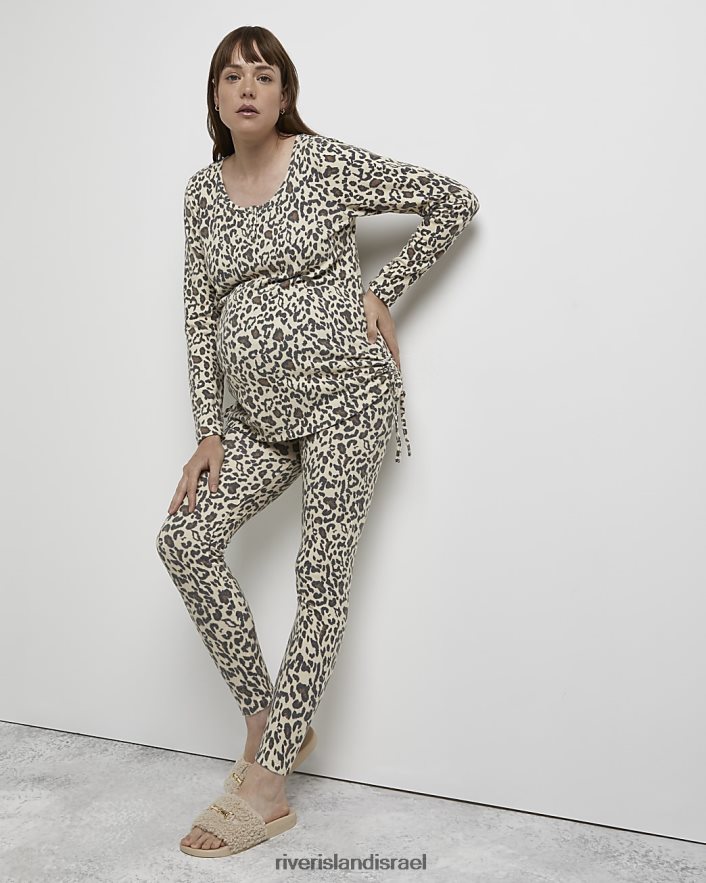 לבוש River Island טופ הריון בהדפס בעלי חיים בז' נשים BDZ4085376