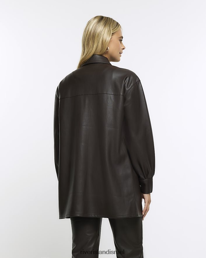 לבוש River Island שקית עור מלאכותית חום נשים BDZ408537