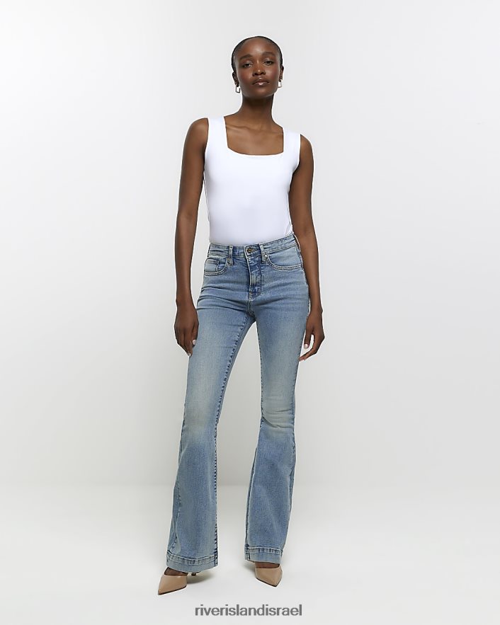 לבוש River Island ג'ינס עם מותניים גבוהים כְּחוֹל נשים BDZ408538