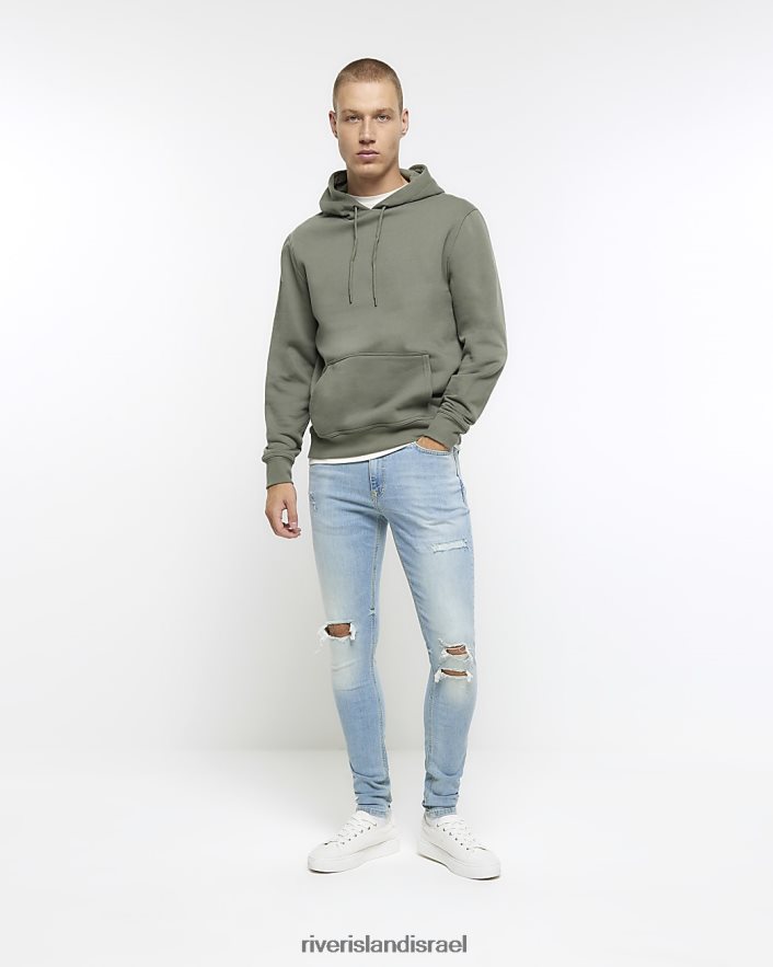 לבוש River Island ספריי קרע על סקיני ג'ינס כחול בהיר גברים BDZ4085382