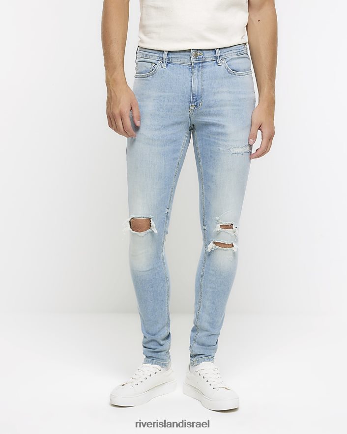 לבוש River Island ספריי קרע על סקיני ג'ינס כחול בהיר גברים BDZ4085382