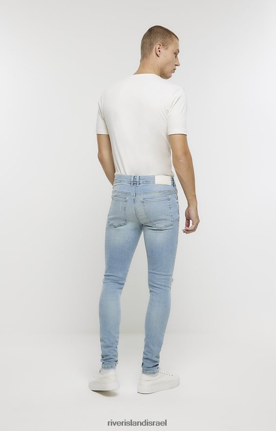 לבוש River Island ספריי קרע על סקיני ג'ינס כחול בהיר גברים BDZ4085382