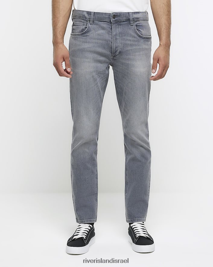לבוש River Island ג'ינס דהוי בגזרה דקיקה אפור גברים BDZ4085383