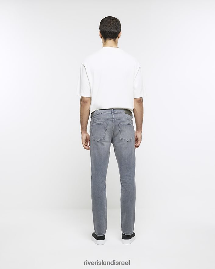 לבוש River Island ג'ינס דהוי בגזרה דקיקה אפור גברים BDZ4085383