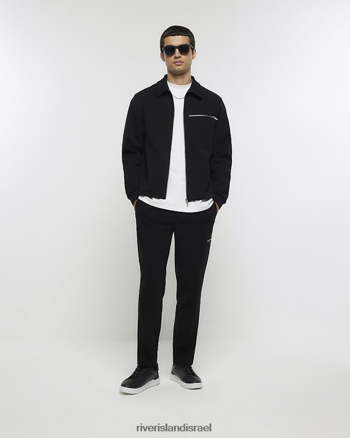 לבוש River Island ז'קט חכם ניאופרן בכושר רגיל שָׁחוֹר גברים BDZ4085384