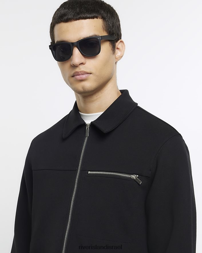 לבוש River Island ז'קט חכם ניאופרן בכושר רגיל שָׁחוֹר גברים BDZ4085384