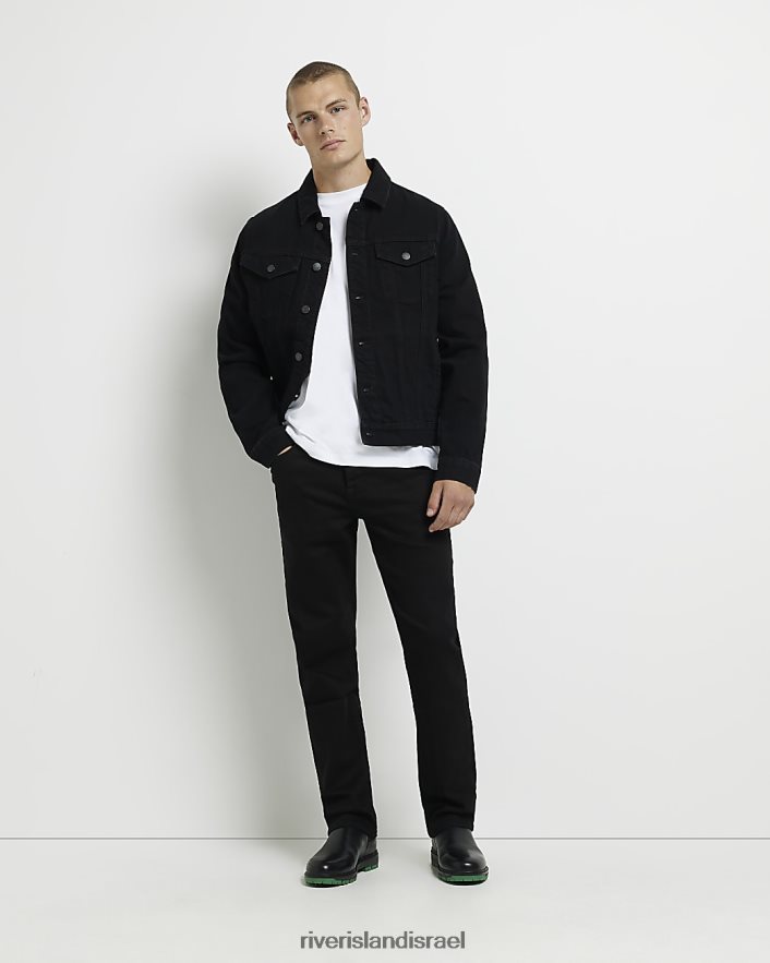 לבוש River Island ג'ינס בכושר ישר שָׁחוֹר גברים BDZ4085391