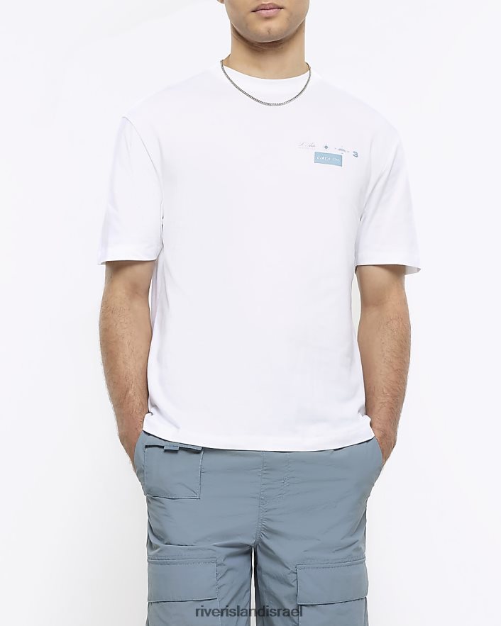 לבוש River Island חולצה גרפית בכושר רגיל אקרו גברים BDZ4085393