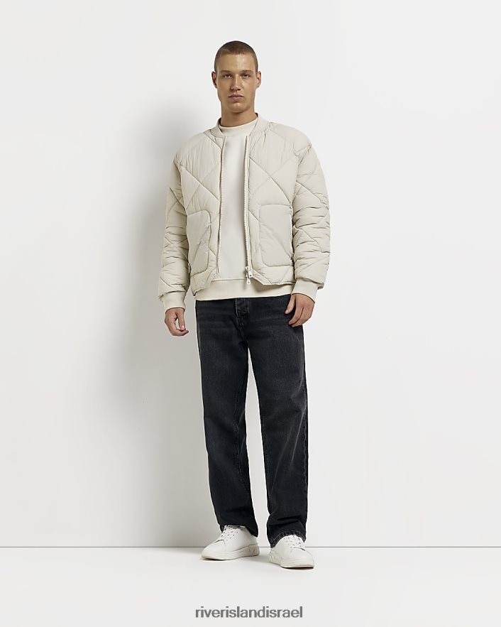 לבוש River Island מעיל בומבר בגזרה רגילה אֶבֶן גברים BDZ4085399