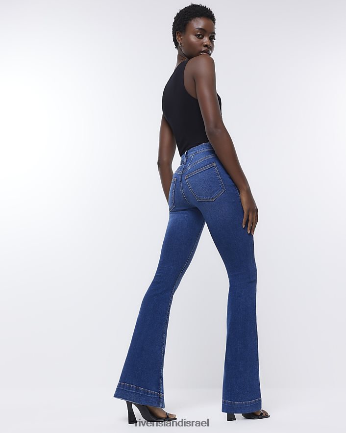 לבוש River Island ג'ינס עם מותניים גבוהים כְּחוֹל נשים BDZ408539