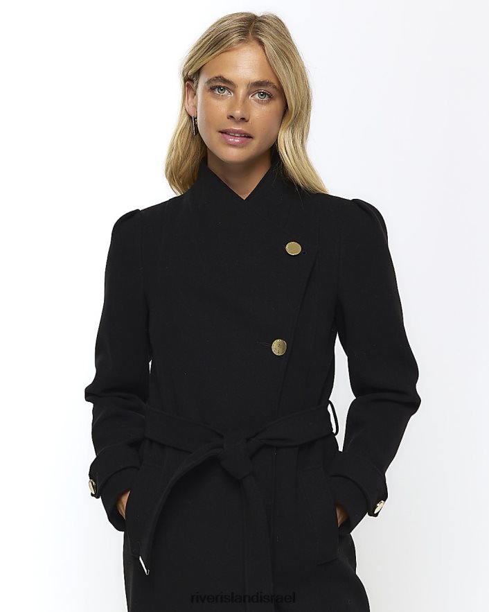 לבוש River Island מעיל מעטפת ליפול שָׁחוֹר נשים BDZ40853