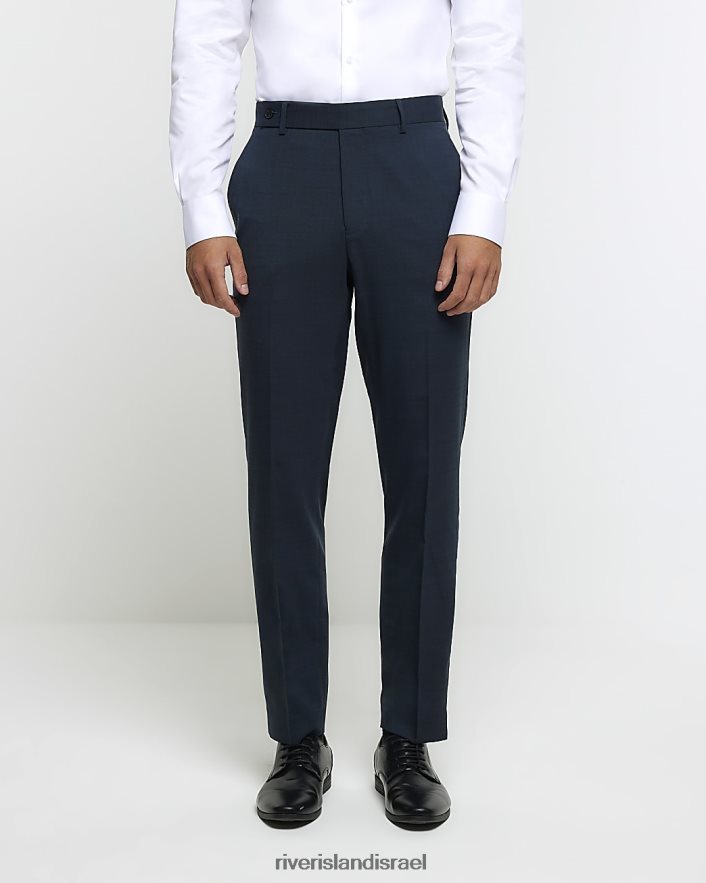 לבוש River Island מכנסי חליפת צמר בגזרה דקיקה כְּחוֹל גברים BDZ4085404