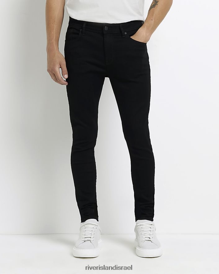 לבוש River Island ספריי על ג'ינס סקיני בכושר שָׁחוֹר גברים BDZ4085406