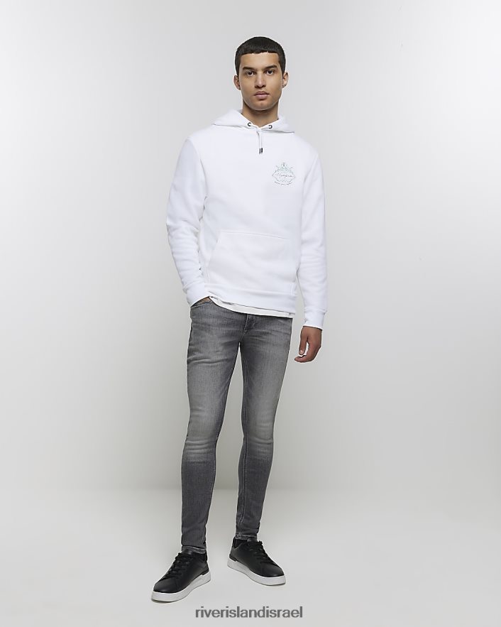 לבוש River Island ספריי סופר סקיני על ג'ינס דהויים אפור גברים BDZ4085424