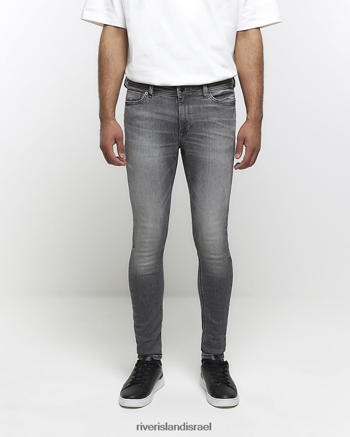 לבוש River Island ספריי סופר סקיני על ג'ינס דהויים אפור גברים BDZ4085424