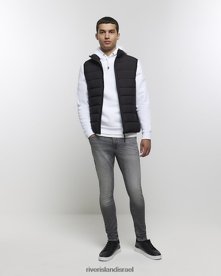 לבוש River Island ספריי סופר סקיני על ג'ינס דהויים אפור גברים BDZ4085424