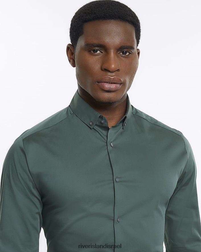 לבוש River Island חולצה חכמה בהתאמה לשרירים חָקִי גברים BDZ4085437