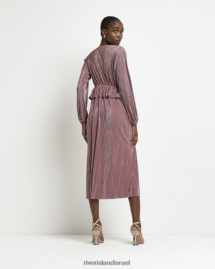 לבוש River Island שמלת מיידי עם שרוולים ארוכים בז' נשים BDZ408543
