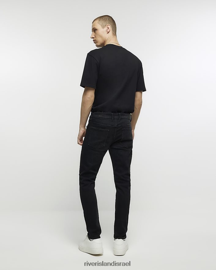 לבוש River Island ג'ינס בגזרת סקיני שטוף שחור גברים BDZ4085441