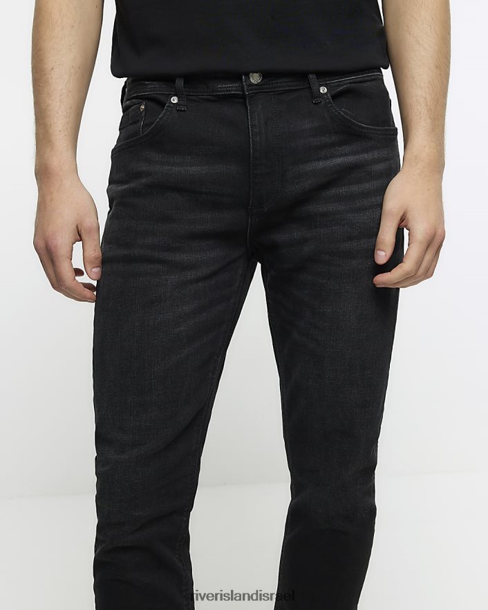 לבוש River Island ג'ינס בגזרת סקיני שטוף שחור גברים BDZ4085441