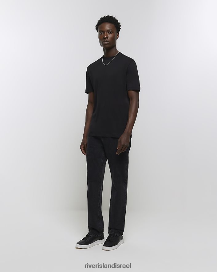 לבוש River Island ג'ינס בכושר ישר שָׁחוֹר גברים BDZ4085443