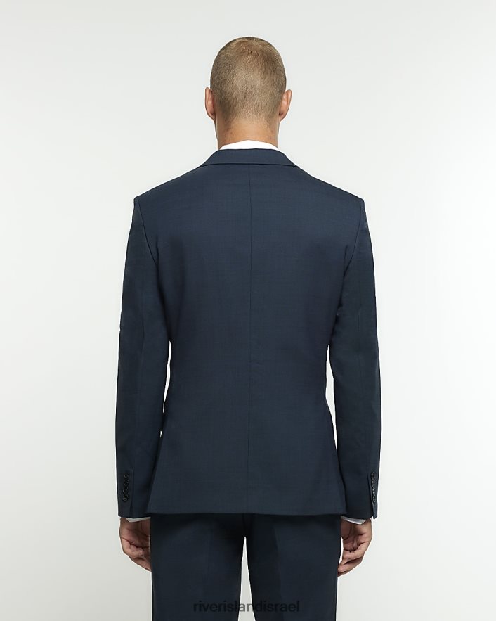 לבוש River Island ז'קט חליפת תערובת צמר בגזרה דקיקה כְּחוֹל גברים BDZ4085446