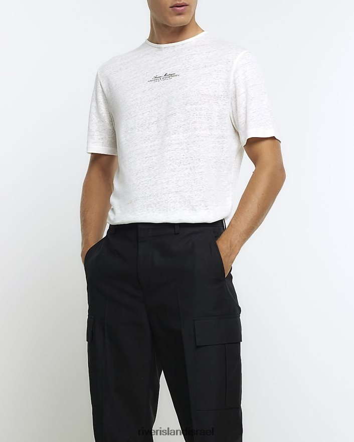 לבוש River Island חולצה גרפית בכושר רגיל לבן גברים BDZ4085448