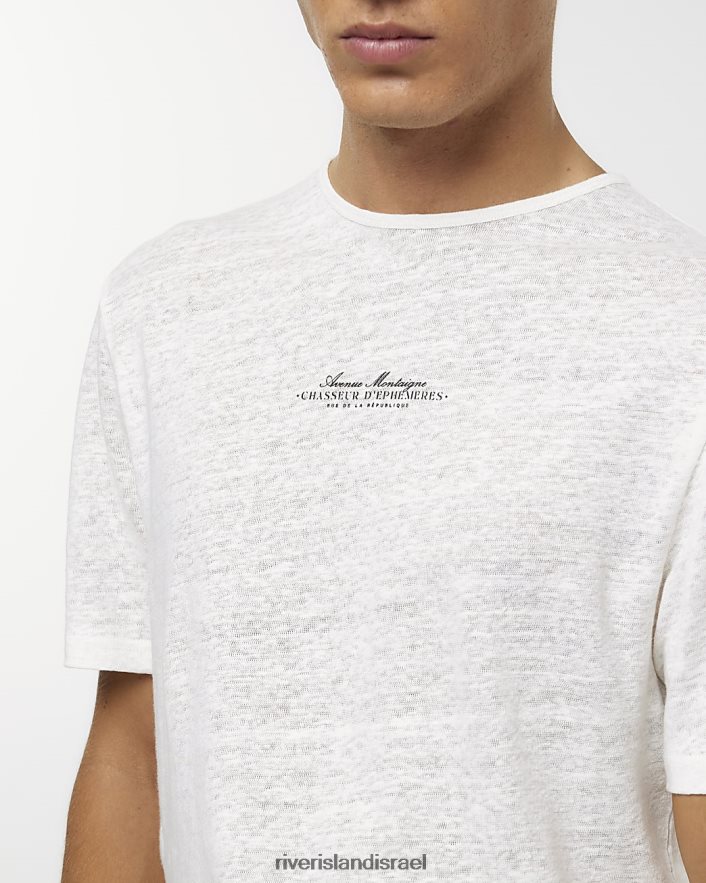 לבוש River Island חולצה גרפית בכושר רגיל לבן גברים BDZ4085448