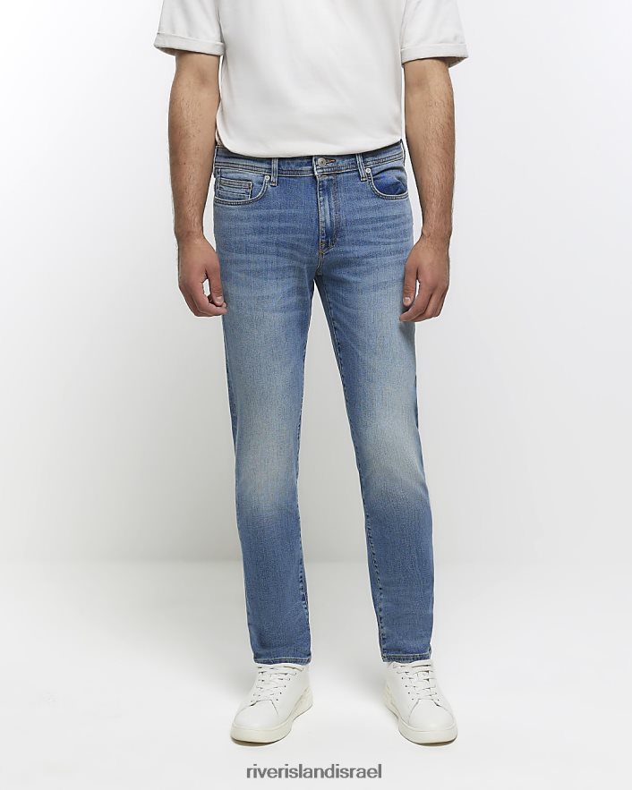 לבוש River Island ג'ינס דהה בגזרת סקיני כְּחוֹל גברים BDZ4085483