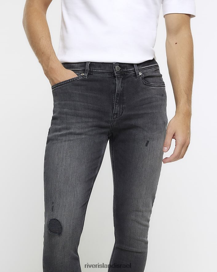 לבוש River Island ספריי על ג'ינס קרעים בגזרה סופר סקיני שָׁחוֹר גברים BDZ4085497