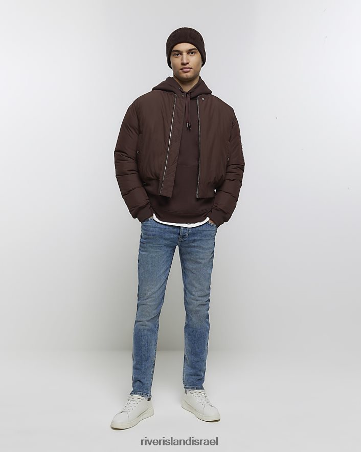 לבוש River Island ג'ינס דהוי בגזרה דקיקה כְּחוֹל גברים BDZ4085499